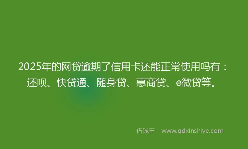 2025年的网贷逾期了信用卡还能正常使用吗有：还呗、快贷通、随身贷、惠商贷、e微贷等。