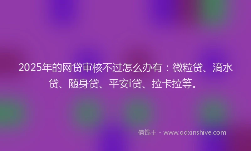 2025年的网贷审核不过怎么办有：微粒贷、滴水贷、随身贷、平安i贷、拉卡拉等。
