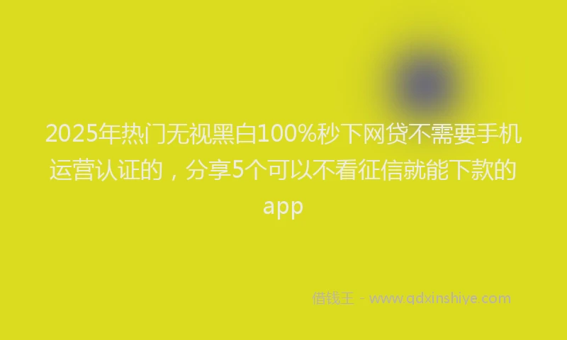 2025年热门无视黑白100%秒下网贷不需要手机运营认证的，分享5个可以不看征信就能下款的app