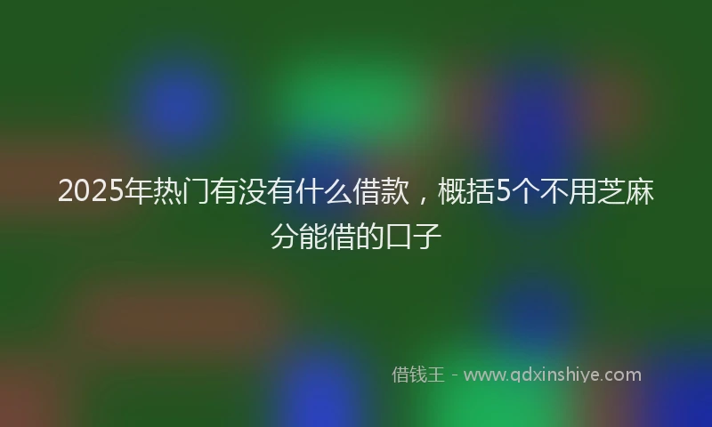 2025年热门有没有什么借款，概括5个不用芝麻分能借的口子
