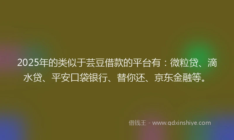 2025年的类似于芸豆借款的平台有：微粒贷、滴水贷、平安口袋银行、替你还、京东金融等。