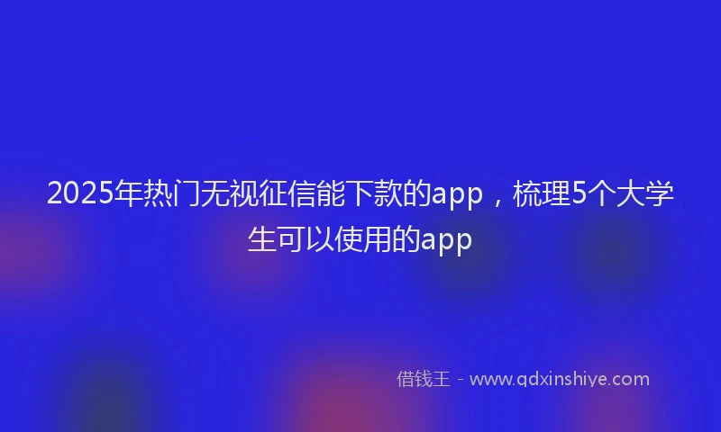 2025年热门无视征信能下款的app，梳理5个大学生可以使用的app
