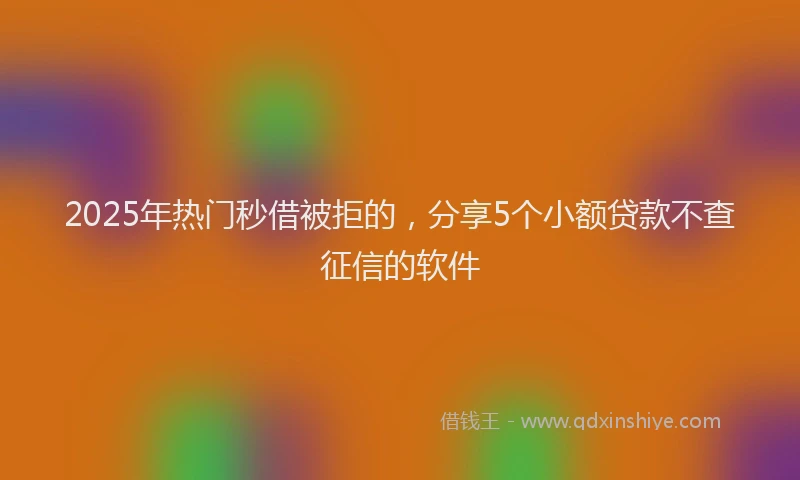 2025年热门秒借被拒的，分享5个小额贷款不查征信的软件