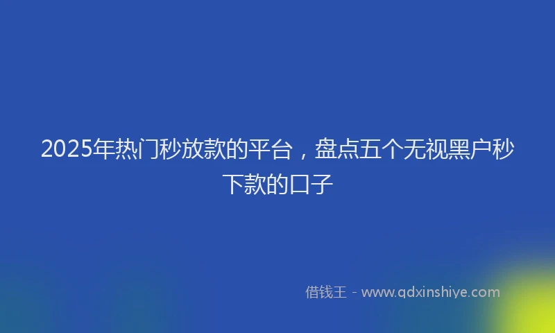 2025年热门秒放款的平台，盘点五个无视黑户秒下款的口子