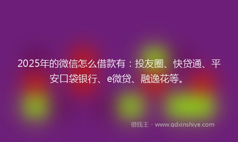 2025年的微信怎么借款有：投友圈、快贷通、平安口袋银行、e微贷、融逸花等。