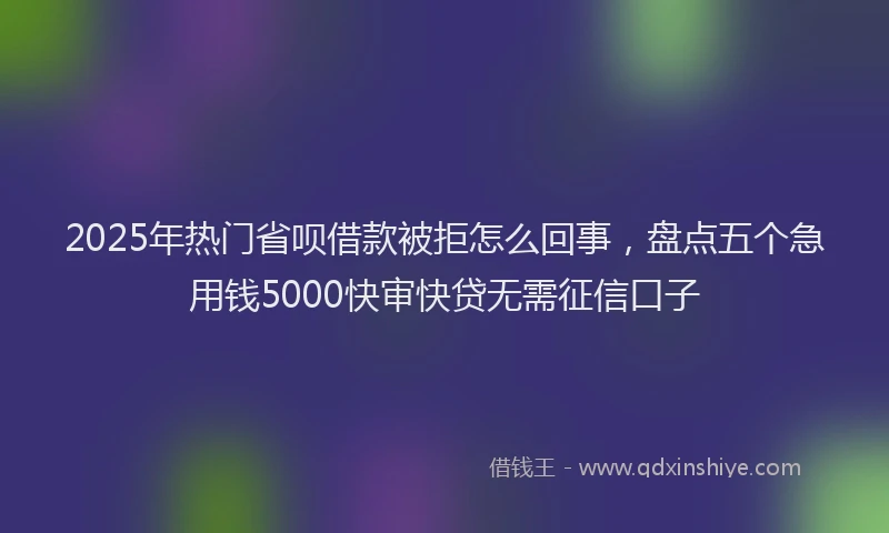 2025年热门省呗借款被拒怎么回事，盘点五个急用钱5000快审快贷无需征信口子
