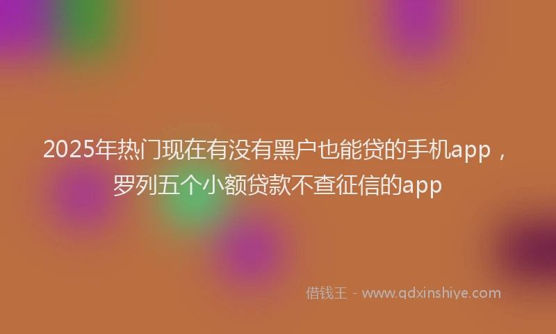 2025年热门现在有没有黑户也能贷的手机app，罗列五个小额贷款不查征信的app