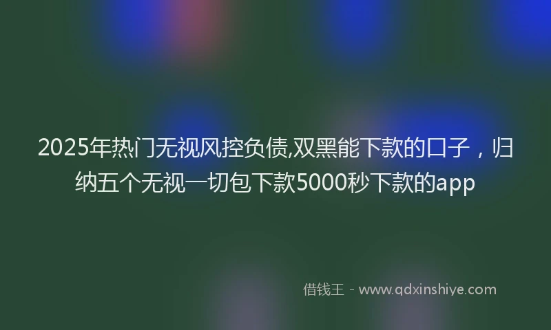 2025年热门无视风控负债,双黑能下款的口子，归纳五个无视一切包下款5000秒下款的app