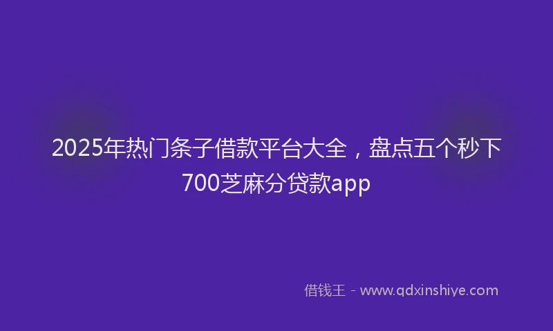 2025年热门条子借款平台大全，盘点五个秒下700芝麻分贷款app