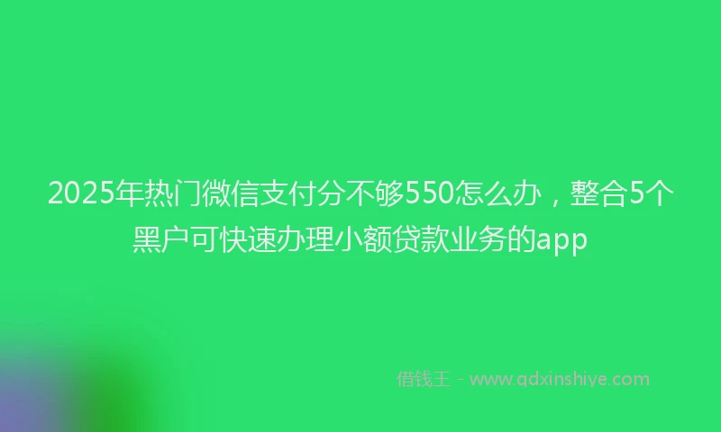 2025年热门微信支付分不够550怎么办，整合5个黑户可快速办理小额贷款业务的app