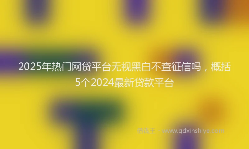 2025年热门网贷平台无视黑白不查征信吗，概括5个2024最新贷款平台