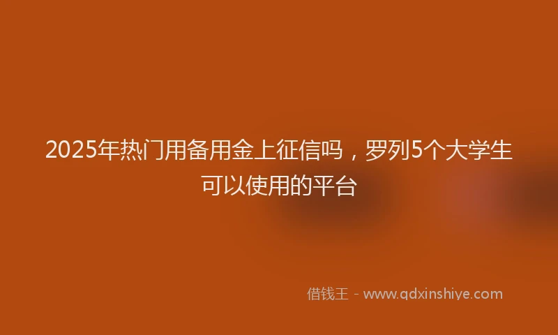 2025年热门用备用金上征信吗，罗列5个大学生可以使用的平台