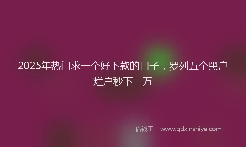 2025年热门求一个好下款的口子，罗列五个黑户烂户秒下一万