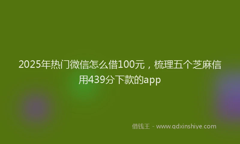 2025年热门微信怎么借100元，梳理五个芝麻信用439分下款的app
