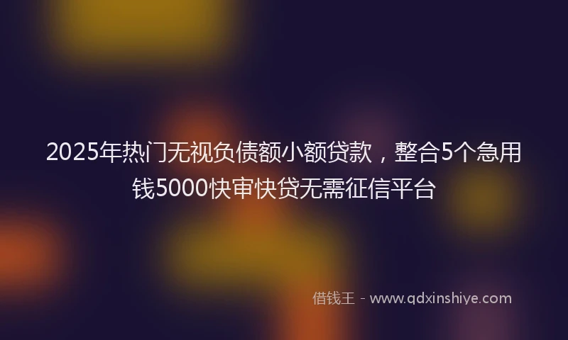 2025年热门无视负债额小额贷款，整合5个急用钱5000快审快贷无需征信平台