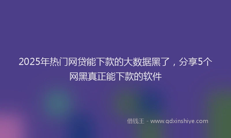 2025年热门网贷能下款的大数据黑了，分享5个网黑真正能下款的软件