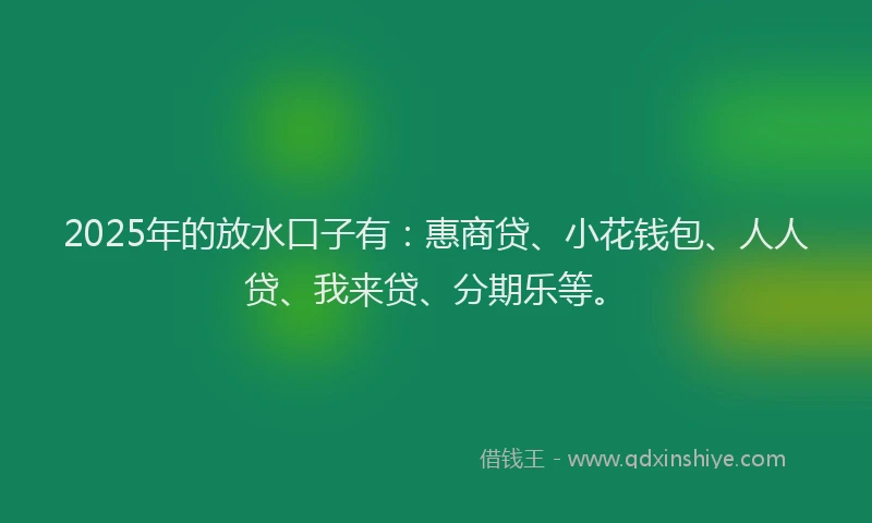 2025年的放水口子有：惠商贷、小花钱包、人人贷、我来贷、分期乐等。