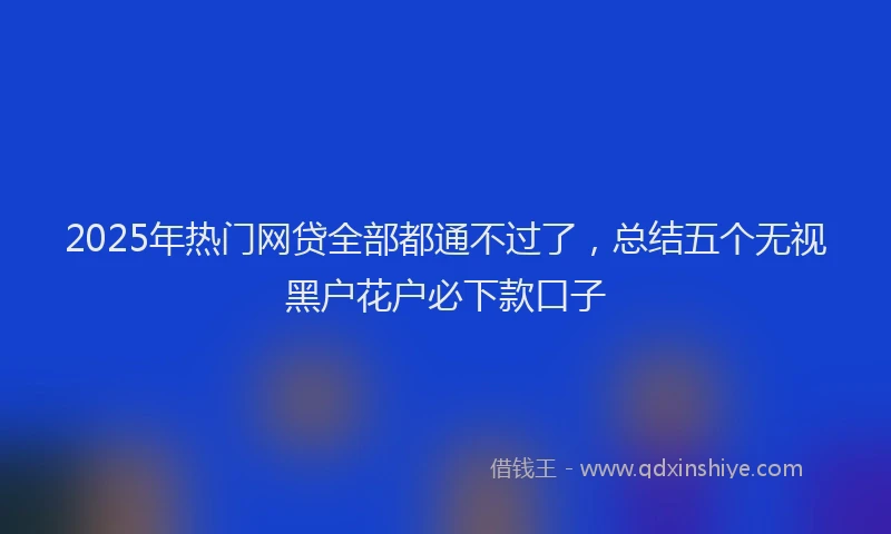 2025年热门网贷全部都通不过了，总结五个无视黑户花户必下款口子