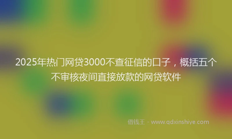 2025年热门网贷3000不查征信的口子，概括五个不审核夜间直接放款的网贷软件
