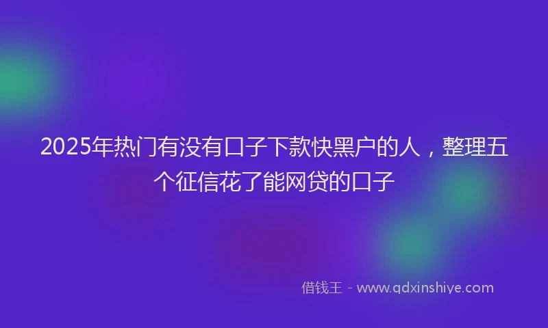 2025年热门有没有口子下款快黑户的人，整理五个征信花了能网贷的口子