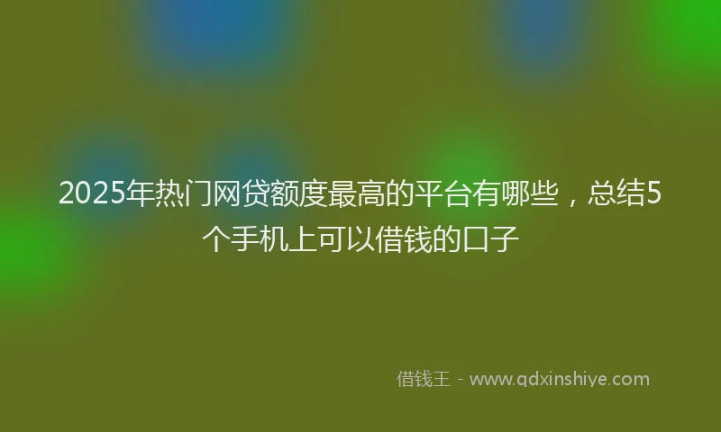 2025年热门网贷额度最高的平台有哪些，总结5个手机上可以借钱的口子