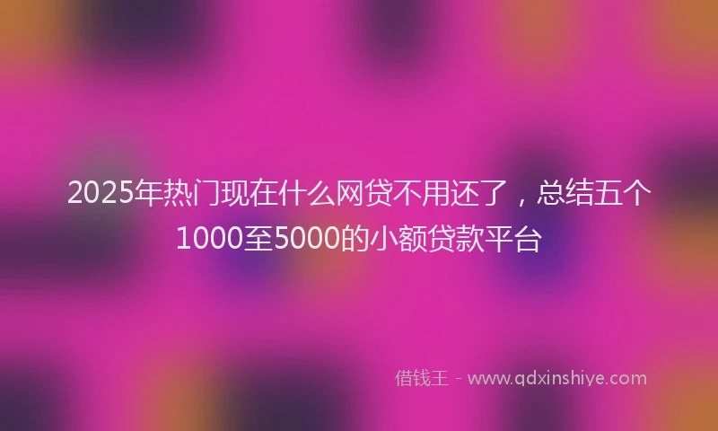 2025年热门现在什么网贷不用还了，总结五个1000至5000的小额贷款平台