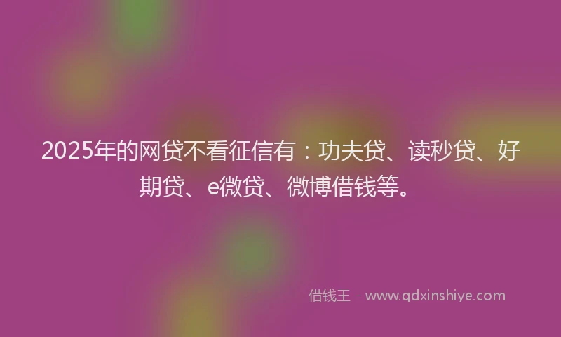 2025年的网贷不看征信有：功夫贷、读秒贷、好期贷、e微贷、微博借钱等。