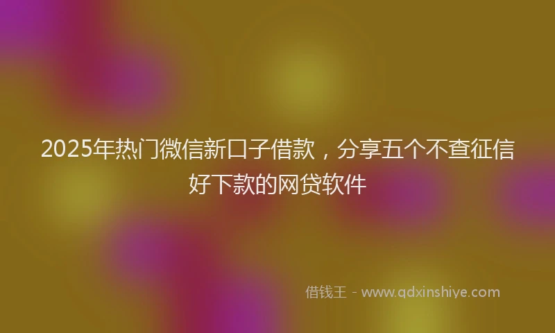 2025年热门微信新口子借款，分享五个不查征信好下款的网贷软件