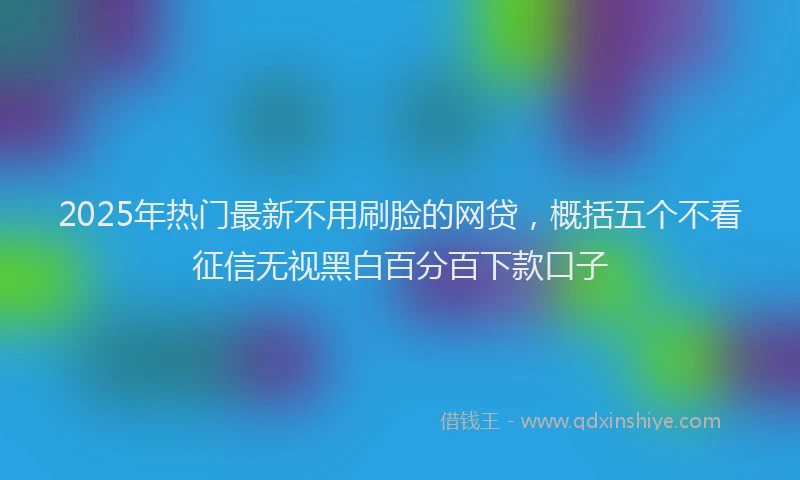2025年热门最新不用刷脸的网贷，概括五个不看征信无视黑白百分百下款口子