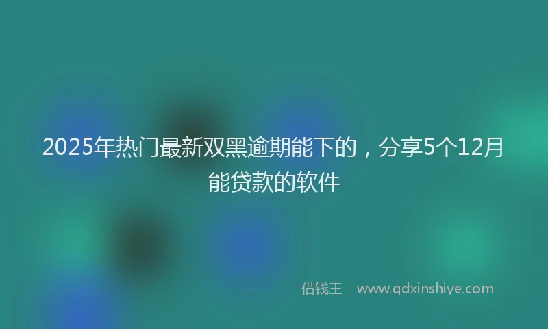 2025年热门最新双黑逾期能下的，分享5个12月能贷款的软件