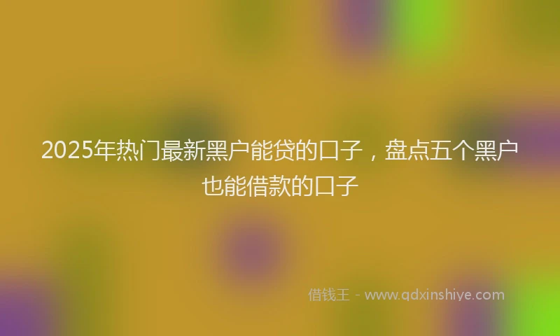 2025年热门最新黑户能贷的口子，盘点五个黑户也能借款的口子