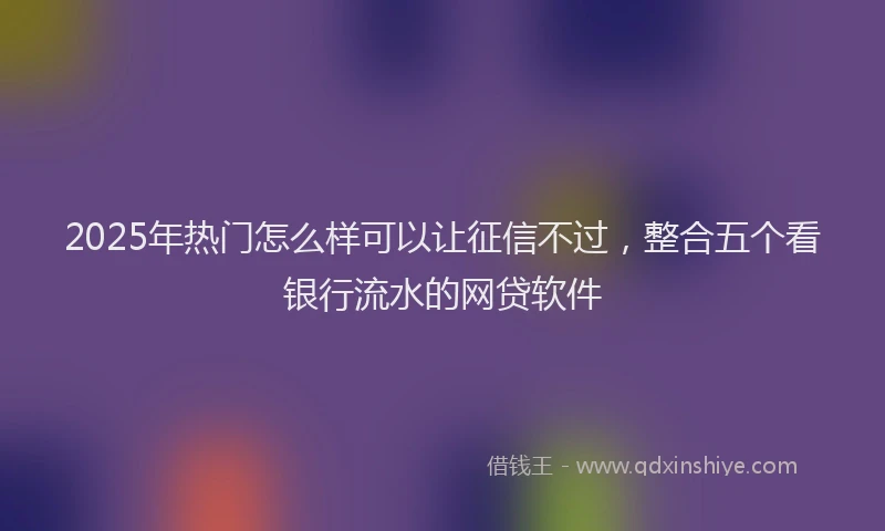 2025年热门怎么样可以让征信不过，整合五个看银行流水的网贷软件