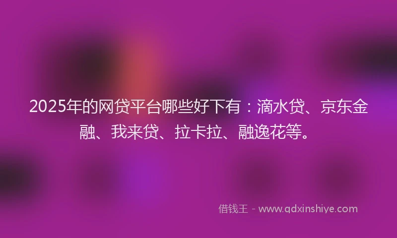 2025年的网贷平台哪些好下有：滴水贷、京东金融、我来贷、拉卡拉、融逸花等。