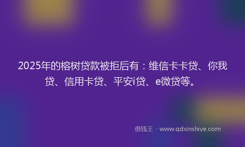 2025年的榕树贷款被拒后有：维信卡卡贷、你我贷、信用卡贷、平安i贷、e微贷等。