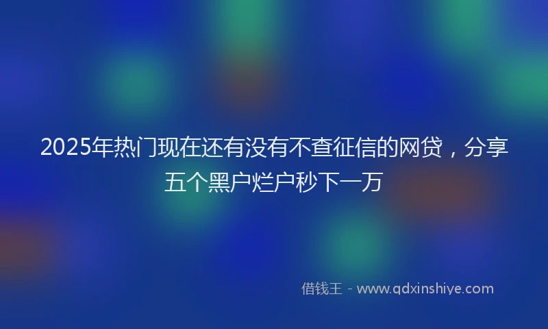 2025年热门现在还有没有不查征信的网贷，分享五个黑户烂户秒下一万