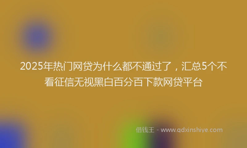 2025年热门网贷为什么都不通过了，汇总5个不看征信无视黑白百分百下款网贷平台