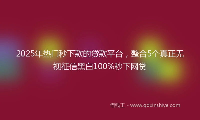 2025年热门秒下款的贷款平台，整合5个真正无视征信黑白100%秒下网贷