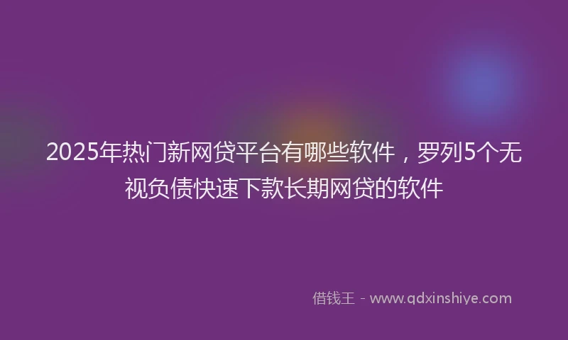 2025年热门新网贷平台有哪些软件，罗列5个无视负债快速下款长期网贷的软件