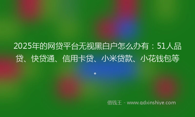 2025年的网贷平台无视黑白户怎么办有：51人品贷、快贷通、信用卡贷、小米贷款、小花钱包等。
