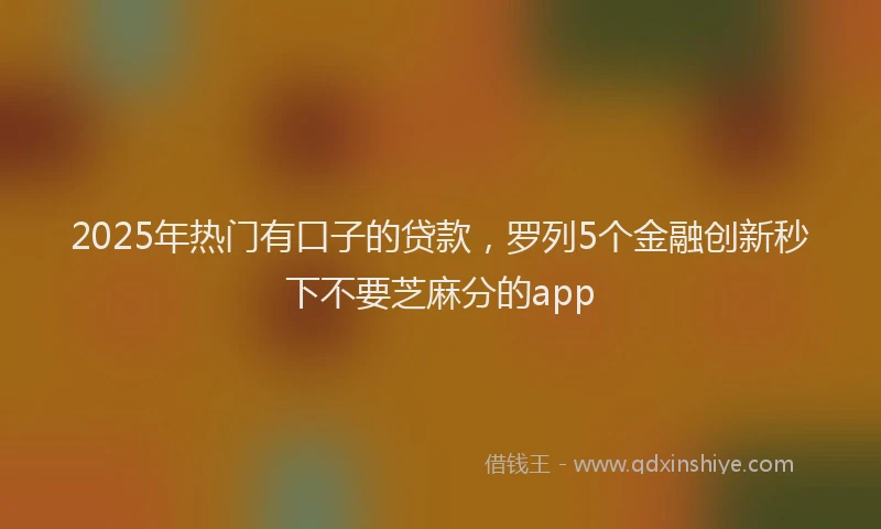 2025年热门有口子的贷款，罗列5个金融创新秒下不要芝麻分的app