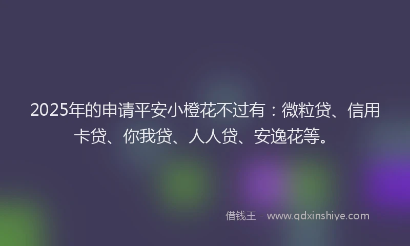 2025年的申请平安小橙花不过有：微粒贷、信用卡贷、你我贷、人人贷、安逸花等。