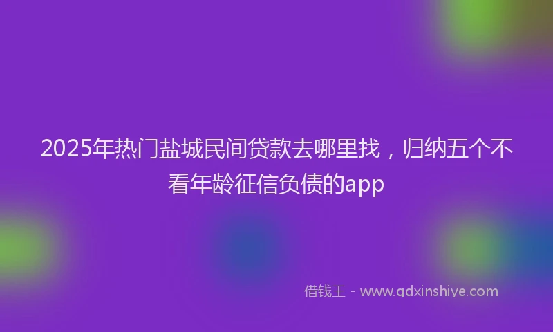 2025年热门盐城民间贷款去哪里找，归纳五个不看年龄征信负债的app