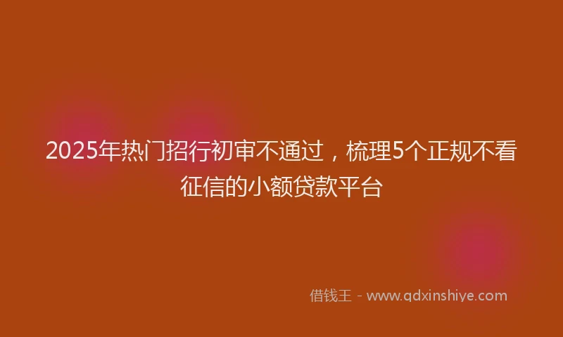 2025年热门招行初审不通过，梳理5个正规不看征信的小额贷款平台