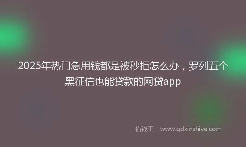 2025年热门急用钱都是被秒拒怎么办，罗列五个黑征信也能贷款的网贷app