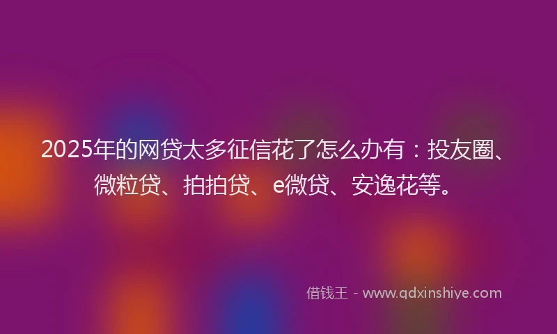 2025年的网贷太多征信花了怎么办有：投友圈、微粒贷、拍拍贷、e微贷、安逸花等。