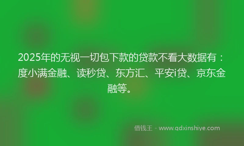 2025年的无视一切包下款的贷款不看大数据有：度小满金融、读秒贷、东方汇、平安i贷、京东金融等。