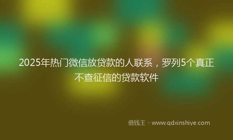 2025年热门微信放贷款的人联系，罗列5个真正不查征信的贷款软件
