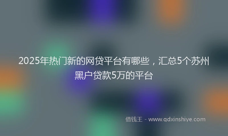 2025年热门新的网贷平台有哪些，汇总5个苏州黑户贷款5万的平台