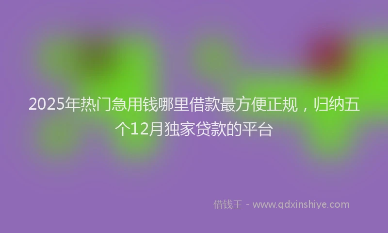 2025年热门急用钱哪里借款最方便正规，归纳五个12月独家贷款的平台