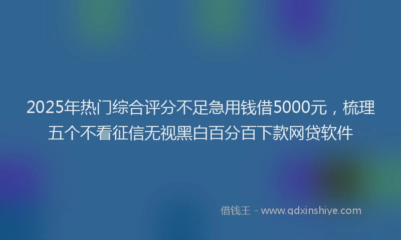 2025年热门综合评分不足急用钱借5000元，梳理五个不看征信无视黑白百分百下款网贷软件